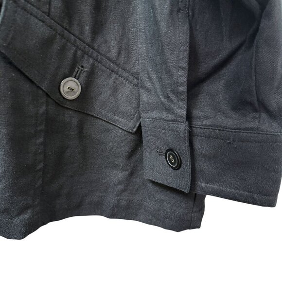 Croft & Barrow Jacket Size Large Black Linen Cotton Zip Front Utility - Picture 6 of 8